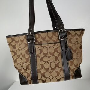 Vintage Coach Signature Brown and Tan Tote